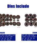 Heavy Duty Electric Pipe Tube Bender Machine With 17 Die Set for round and square tube bending dies displayed.
