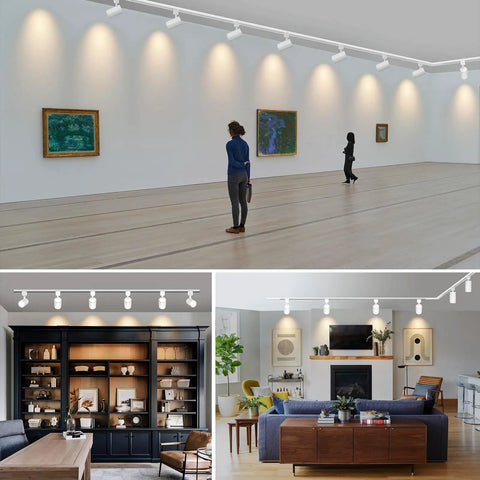 7W LED Track Lighting Heads 3000K Dimmable H Type 3 Wire Ceiling Spotlight Kit 24 Degree Beam ETL Listed CRI90 White 6 Pack For Living Room Kitchen Retail Mall Storefronts