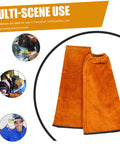 Heavy Duty Cowhide Welding Arm Sleeves Heat Resistant Flame Retardant Full Coverage Arm Protectors  for mechanics in industrial use.