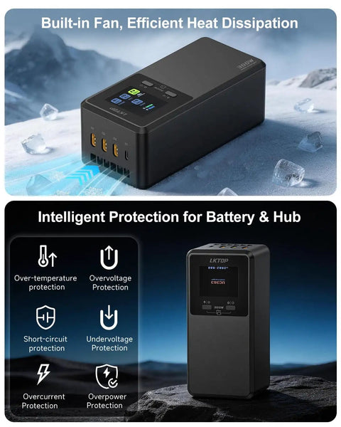 300W Matrice 4 Series Battery Charging Hub with LCD display and intelligent protection features for Matrice 4T 4E drones.