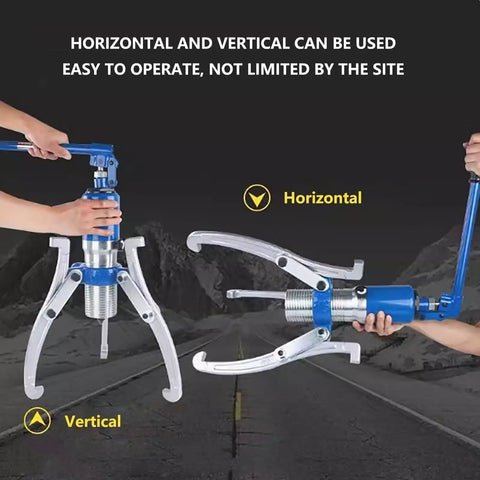 Heavy Duty Hydraulic Puller Kit With Two Or Three Jaw Separator Fits Hubs Gears Flanges Brake Drums Works Vertical Horizontal High Strength Steel 20 Ton Power Beats All Garage Needs Slammed Repairs Done Fast No Fuss Ever, vertical and horizontal use