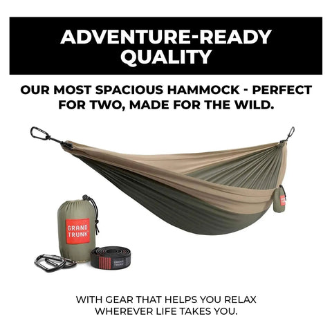 Double Deluxe Camping Hammock For Two 11 Ft Long With 500 Lb Capacity Ultralight Rugged Ripstop Nylon Reinforced Stitching