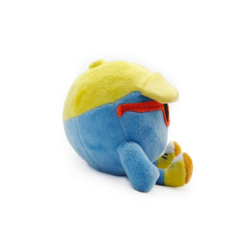 Ultra Soft 4 Inch Plush Golf Ball Toy With Gimme Character in blue and yellow, side view, for fans and collectors.