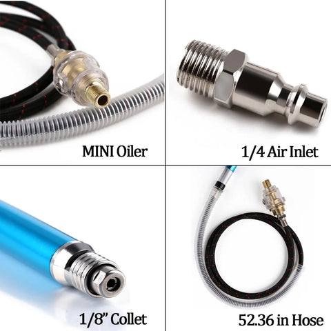 Components of Air Micro Grinder Pencil Die Grinder One Eighth Inch Collet 3mm High Speed 58000 RPM Free Speed 90 PSI