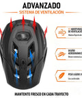 EMTB Mountain Bike Helmet NTA8776 Certified With Triple Protection, Matte Black, ventilation system and features displayed