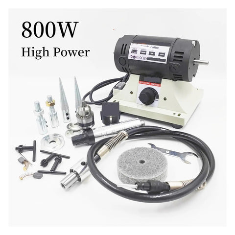 Badass 800W Polishing Machine Bench Grinder Rig with Stepless Speed Control, motor and accessories for woodworking and jade carving.