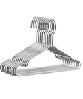 Stack of Stainless Steel Wire Coat Hangers Heavy Duty Ultra Thin Space Saving 10 Pack 17.7 Inch for Closet Organization