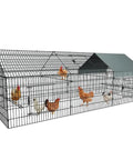 Weatherproof Outdoor Chicken Coop With Heavy Duty Cover, Portable Metal Run Pen, 130 Inch by 40 Inch by 40 Inch, housing chickens