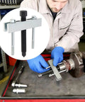 Mechanic using Beefy Heavy Duty Bearing Splitter and Five Inch Gear Pulley Puller Set for Automotive and ATV Use on car part