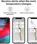 Zigbee Temperature And Humidity Sensor 3 Pack For Smart Home Climate Monitoring, Thermometer Hygrometer For Real Time Temperature And Humidity Tracking In Home Or Office, Easy Installation, Long Battery Life, Requires Hub. Phone alert and data chart screens