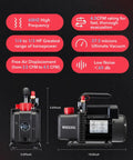 Heavy Duty 4.5 CFM Single Stage HVAC Vacuum Pump, No-Fuss 1/4 HP 110 Volt Motor For Quick Ac Service, showing specifications.