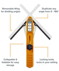 Pro Grade MiteriX Angle Aluminum Wood Duplicator with removable wing and locking knob for precise miter saw angles from 0-180 degrees.