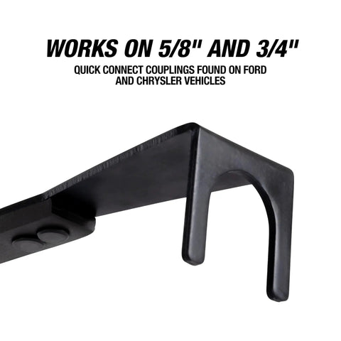 Close-up of a Heater Hose Disconnect Tool For Automotive Quick Disconnects, Removes Five Eighths Inch and Three Quarters Inch Couplings, Line Disconnect