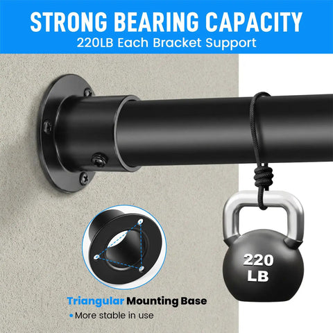 Stainless Steel One And A Quarter Inch Flange Rod Holder End Bracket For Shower Pole And Closet Rod With Screws Matte Black Built To Last Heavy Duty Mount Kit For Bathroom Wardrobe Laundry Room Two Pack Easy Install on wall, 220lb support