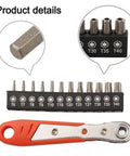 Top Notch Right Angle Ratchet Screwdriver Set For Torx T6 To T40 With 12 Bits And 36 Tooth Reversible Wrench In Alloy Steel For Tight Automotive And Household Repair Jobs That Hit The Spot, 12 Torx bits with ratchet handle