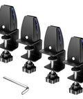 Beefy 4 Pack Desk Partition Divider Bracket Clips, Tough As Nails Sneeze Guard Holders For Crystal Clear Acrylic Panels, Rust Resistant C Clamp Mounts For Sturdy Wood Tables, Matte Black - close-up view.