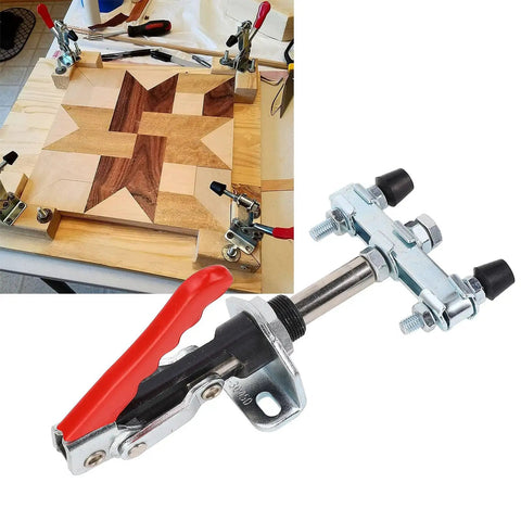 Beefy Heavy Duty Push Pull Toggle Clamp With 992.1 Lb Clamping Force, Quick Release Elbow Joint Clamp For Metalworking And Woodworking, Perfect For Assembly, Welding, Repairs, And Machinery Maintenance. Clamp on woodwork assembly