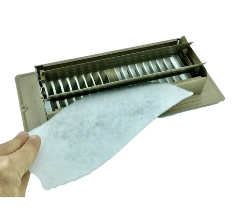 Installing Floor Vent Filters 48 Pack 4 By 10 Inch Polyester Filter For Home Ducts With 90 Day Filtration in vent opening