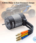Beefy 3650 Brushless Motor 3900KV 3 175mm Shaft Waterproof For 1 To 10 Scale RC Cars with dustproof design and high torque.
