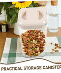 Keep Your Morning Grind Staying Dope And Fresh Inside This Space Saving Airtight Canister With A Tight Seal Lid For Easy Kitchen Stashing And Quick Cleanup, containing assorted nuts.