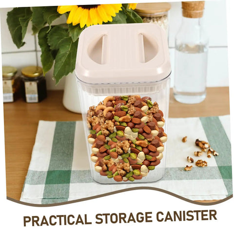 Keep Your Morning Grind Staying Dope And Fresh Inside This Space Saving Airtight Canister With A Tight Seal Lid For Easy Kitchen Stashing And Quick Cleanup, containing assorted nuts.