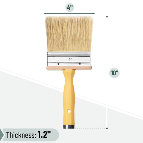 Deck Stain Brush 4 Inch For Smooth Even Coverage On Wood And Exterior Surfaces Pro Grade Large Paint Brush with yellow handle
