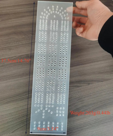 Built Tough Acrylic Cribbage Template And 1/4 Inch Thick Router Guide Kit For Building Slick Game Boards, 37.5cm x 9cm.