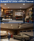 6 Inch Led Recessed Downlights Featuring Adaptive Color Changing Modes And A Seamless Canless Frame Delivers Dead Easy Install With Integrated Junction Box Premium Ceiling Fixtures In A Rock Solid 6 Pack For No Fuss Room Refresh installed in basement and garage space.