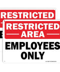 Dang Solid Metal Restricted Area Sign And Employees Only Plate Two Piece Set 10 By 7 Inch Heavy Duty Warning Tag displayed.