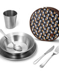 Stainless Steel Camping Mess Kit For 1 Person Portable Tableware Set With Plate Cup Bowl Cutlery Knife Spoon Travel Case
