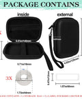 Heavy Duty Workhorse Hard Shell Label Printer Case With Three Rolls Of Adhesive Paper Tape Secure Travel Storage Pouch showing dimensions and contents.