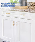 Brushed Brass Cabinet Handles 10 Pack 3 Inch Hole Centers Zinc Gold Drawer Pulls For Cupboard Dresser Wardrobe installed on white cabinet