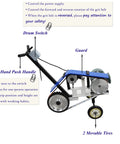 Portable Belt Sander And Abrasive Grinder On Rolling Frame showing hand push handle and drum switch for easy operation