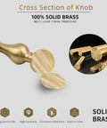 Solid Brass Cabinet Knobs 2 Pack Brushed Gold Boss Level Drop Pulls For Dresser And Drawers Modern Cupboard Wardrobe Pendant Knob Bedroom And Bathroom Cabinet Hardware Easy Install Rust Resistant 2.55 Inch Length cross section, 100% solid brass