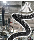 360 Degree Flexible Dust Collection Hose For Smoking Extraction 1.8 Inch Plastic Insulated Fume Pipe 2.6 Feet Long in a workshop.