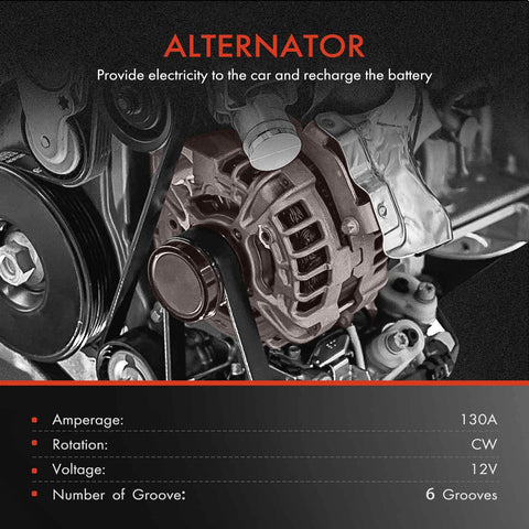 Premium 130 Amp 12V Alternator For Honda Odyssey 2011 To 2013 Pilot 2012 To 2015 Ridgeline 2012 To 2014 V6 3.5L With 6 Groove CW Pulley Direct Fit Replacement 31100 RV0 A01 New internal components view.