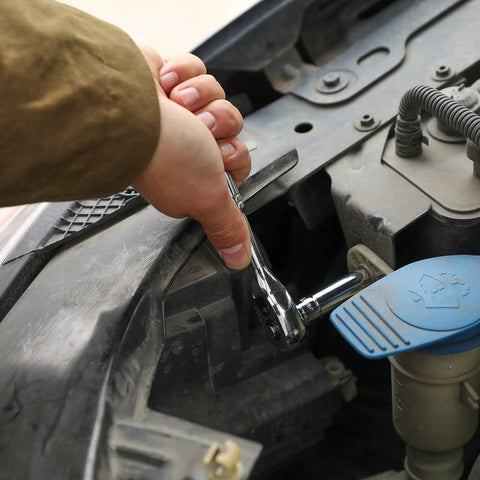 Using One Quarter Inch Drive Socket Set With Ratchet Adapters Extensions And Bits SAE And Metric Sizes Chrome Vanadium for car maintenance
