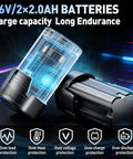 16V 2.0Ah batteries for Cordless Electric Ratchet Wrench Three Eighths Inch 16V Power Tool, shown with protection icons