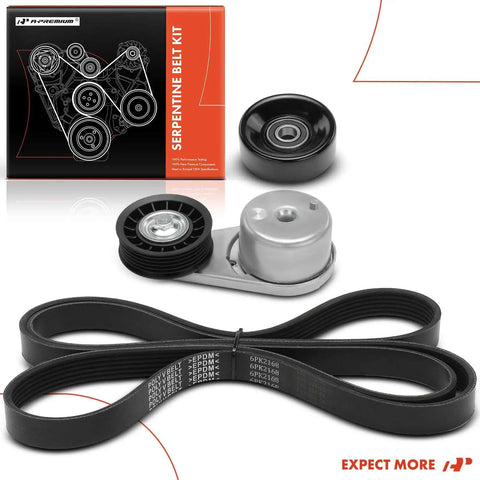 Beefed-Up Engine Serpentine Drive Belt Kit With Tensioner And Idler Pulley For Ford Explorer and Mercury Mountaineer 4.0L V6