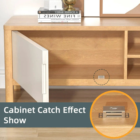 Heavy Duty Cabinet Magnets 12 Pack Magnetic Door Catch Stainless Steel for Kitchen Cabinets and Cupboards, installed view.