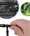 Hand using automotive vacuum connector kit for engine and garden hose applications.
