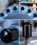 156 Piece Rubber End Caps For Bolts shown on metal surfaces, black vinyl covers in use to protect threads and prevent scratches