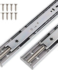 20 Inch Double Spring Soft Close Drawer Slides 10 Pair Full Extension Ball Bearing 100 Lbs Capacity Heavy Duty Hardware shown with screws