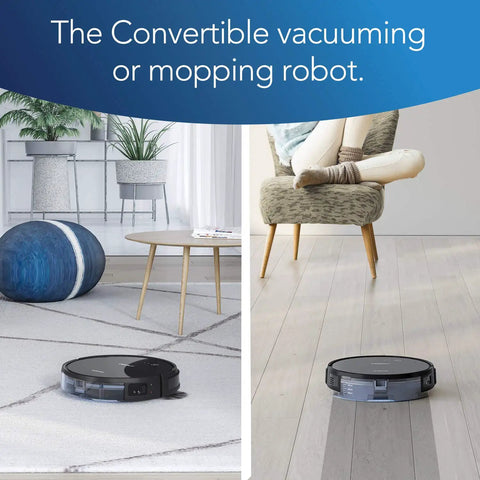 DEEBOT 661 Cordless Robotic Vacuum with vacuuming and mopping modes on different flooring surfaces.
