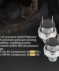 165 To 200 Psi Air Pressure Switch With One Quarter Inch NPT Thread For Train Horn Valve And Air Compressor, two-pack view