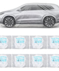 4 Pack Clear Disposable Car Covers Waterproof All Weather Protection With Elastic Hem Fits Sedans SUVs And Small Cars For Outdoor Or Garage Use Snow Rain Dust Shield 12.4 Ft By 21.6 Ft covering an SUV