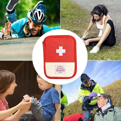 Two Pack Grab And Go First Aid Bag Portable Medical Kit for outdoor camping hiking travel emergency with red 7x5 inch bag