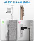 Flat Plug Extension Cord 1 Ft White 90 Degree Right Angle No Block Outlets Low Profile Wall Friendly Space Saving 3 Prong Indoor Grounded Small Power Cord 16 AWG 13A 1625W Pack Of 3, slim wall plug next to phone