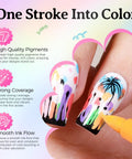 Detailed nail design with 24 Colors Dual Ended Nail Art Pens Set With Quick Dry Acrylic Paint Markers 0.7mm Fine Liner Brush