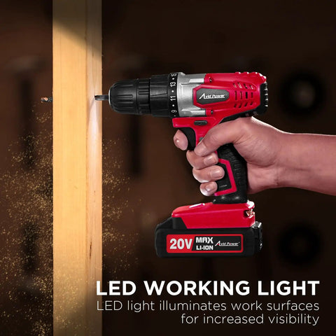 20V Cordless Drill Set for Home DIY and Beginner Projects, Lightweight Power Drill with Battery, Charger, 22 Bit Set, Variable Speed, 3/8 Inch Keyless Chuck, Perfect for Furniture Assembly and Quick Home Fixes